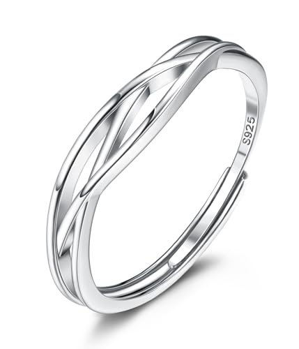 JeweBella Anillo Plata de Ley 925 Mujer Ajustable Anillos Mujer Plata Anillos de Compromiso Alianzas Boda Anillos Promesa Anillos Mujer Anillo Regalos con Tarjeta de Regalo