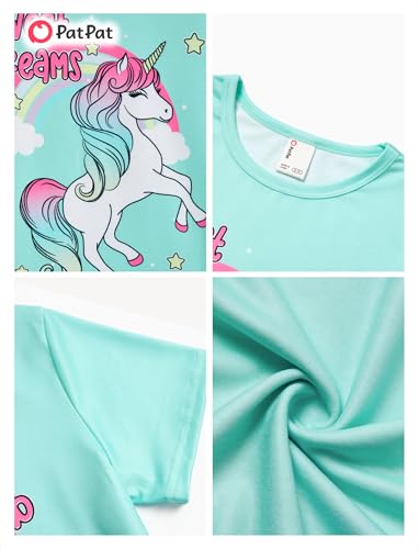 Image of PATPAT Girls Crewneck Short Sleeve Graphic Tees Animal Print Shirts Cute Summer Outfits 5-12 Years
