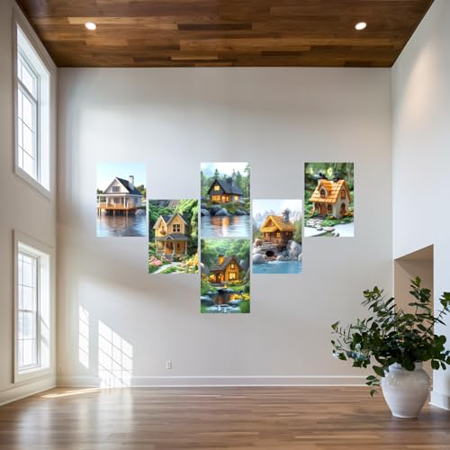 Image of SiddArtify Cottagecore Wall Art Prints Set - Whimsical House Poster Decor for Living Room Bedroom - 8x12 inch Board Pack of 6