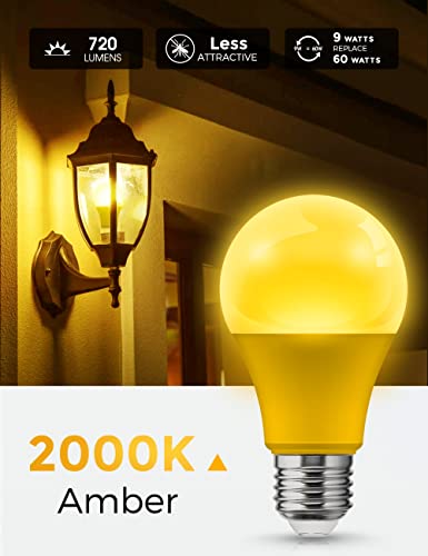 Image of L LOHAS LED Yellow Bug Light Bulbs Outdoor, A19 9W Bug Lights for Outside