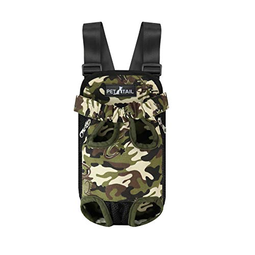 Pettail Dog Kangaroo Pouch Front Pet Backpack Carrier, Wide Straps Shoulder Pads, Adjustable