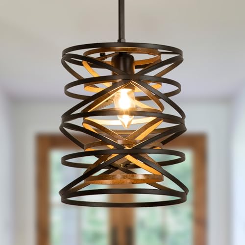 Farmhousependantlightindustrialpendantlightskitchenislandsmallrusticmetalcagedrumchandelierfordiningroomovertablelightingblackwithretrowoodtexturee26base Urban Country Home Decor Farmhouse pendant light industrial pendant lights kitchen island small rustic metal cage drum chandelier for dining room over table lighting black with retro wood texture e26 base urban country home decor
