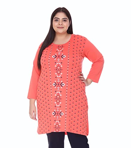 Image of In Love Women's Plus Size Printed Long Tops, Round Neck 3 /4 Sleeve Relaxed Fit Longline T-Shirt Tunic
