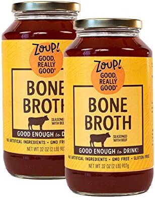 Beef Bone Broth by Zoup! Keto-Friendly, Gluten Free, Sugar Free, Non-GMO Clear Broth - Great for Stock, Bouillon, Soup Base or in Gravy - 2-Pack (32 oz)