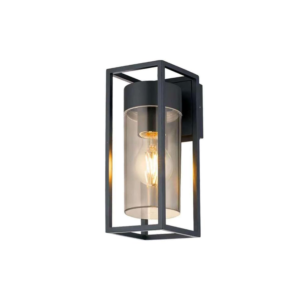 SXSCARKX European Waterproof Courtyard Household Wall Sconce Square Black Metal Shell Outdoor Light 10.6in Lamps Villa Exterior Garage Hotel Lighting E27