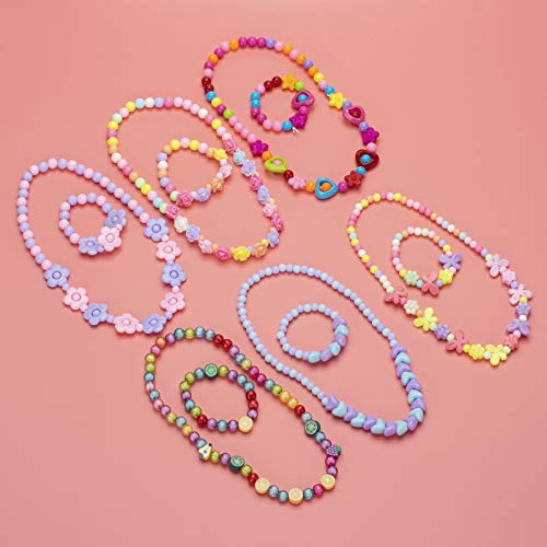 6 Sets Toddler Play Jewelry Beaded Necklace And Bracelet For Little Girls, Packaged In Gift Box, Dress Up Necklace Bracelet Set Pretend Princess Jewelry For Kids, Jewelry Toy Gifts For Girls #TOP4