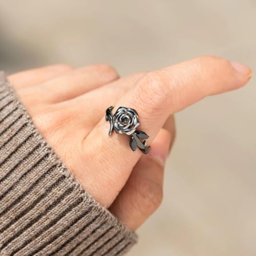 Burned And Survived Self-Love Black Rose Ring, Blooming From Darkness Black Rose Rings Love All Parts Of Yourself Creative Personalized Therapeutic Gifts Jewelry2