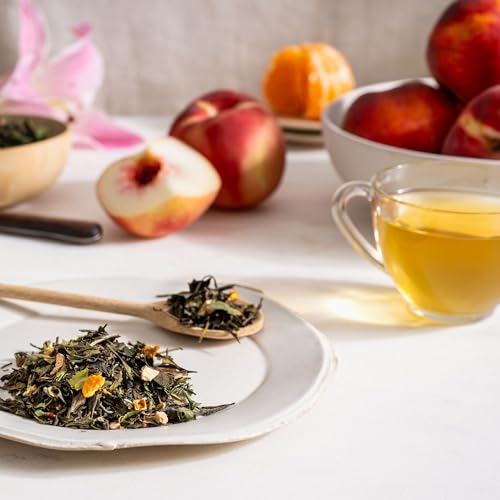Image of Rishi Tea Peach Blossom White Organic Loose Leaf Tea, 8.81oz | Delicate Peach Blossom White Tea Blend, Naturally Sweet and Floral, Sustainable, 32+ Servings