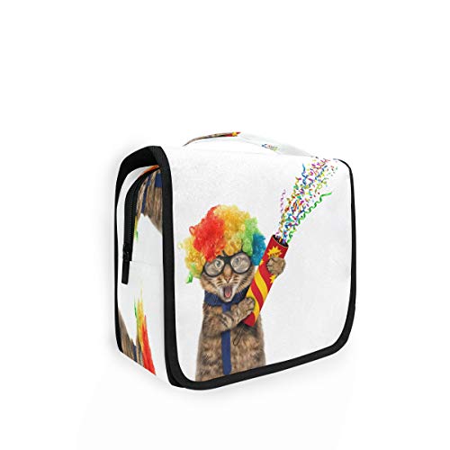 Preisvergleich Produktbild Lerous Kulturbeutel zum Aufhängen, lustige Katze, Kulturtasche mit Haken, wasserdicht, tragbar, groß, Make-up-Tasche, Kosmetik-Organizer, Reise, für Damen und Herren