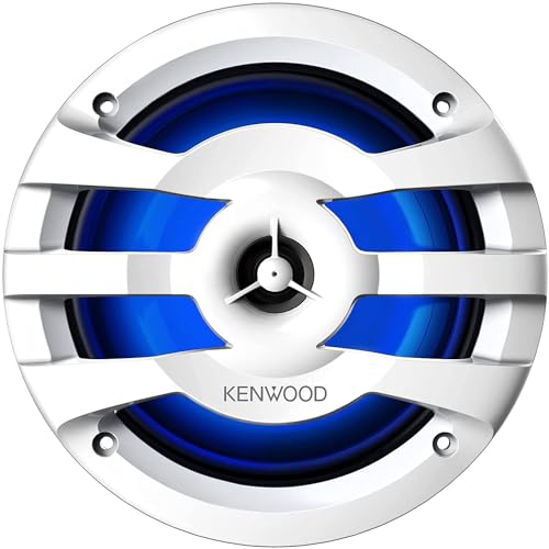 Image of Kenwood KFC-1673MRWL 6-1 /2 inch 2-Way Marine Speakers with Grilles (Pair) | Built-in LED Lights (White)