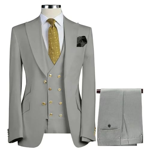 Men Slim Fit Lapel 3 Pieces Blazers Vest Pants Wedding Business Prom Suit2