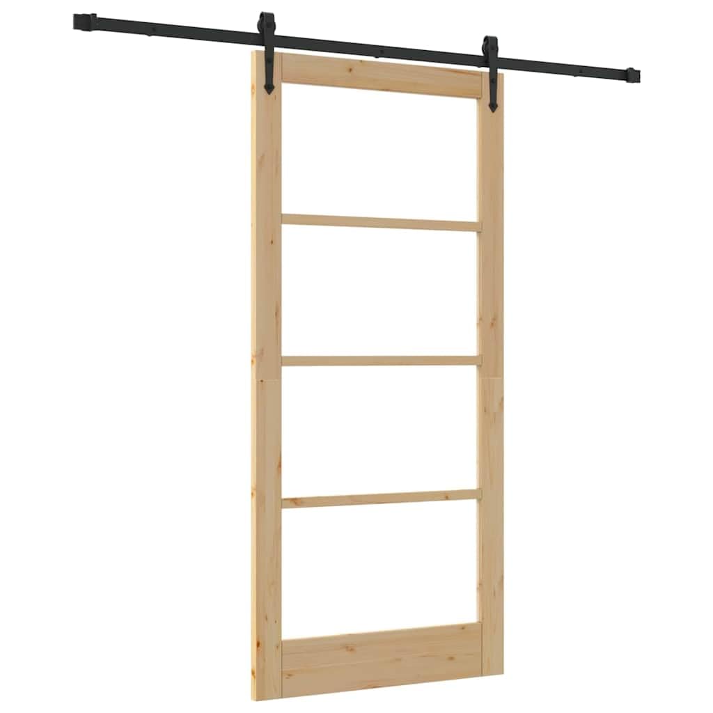 vidaXL Drzwi przesuwne ORKDAL 93 x 202 cm Lite drewno sosnowe i szkło | Elegancki i ponadczasowy wygląd, Zrobione z litego drewna sosnowego i metalu, dzięki czemu są trwałe, Przesuwane elementy,
