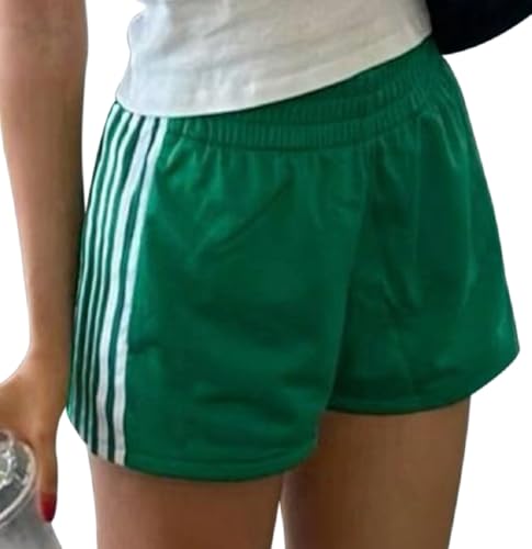 Seyurigaoka Women Striped Athletic Shorts Low Rise Wide Leg Gym Shorts Summer Loose Lounge Running Sweat Shorts