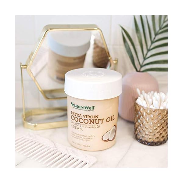NATURE WELL Extra Virgin Coconut Oil Moisturizing Cream for Face, Body, & Hands, Restores Skin's Moisture Barrier, Provides Intense Hydration For Dry & Dull Skin,16 Oz (Packaging May Vary)