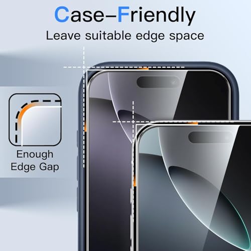 Image of Skinomi 4 Way 360 Privacy Glass Screen Protector for iPhone 17 / iPhone 16 pro [2 Pack], Horizontal and Vertical Anti Spy Tempered Glass Screen Film -(Easy Installation Frame)