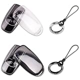 2 Piezas Funda Llave Coche compatible con Jaecoo J7 J8 J9 Omoda 5 C5 Tiggo 8 Pro 7 Pro Max, Carcasa Protectora de TPU Suave con 2 Llaveros, Negro Translúcido y Transparente