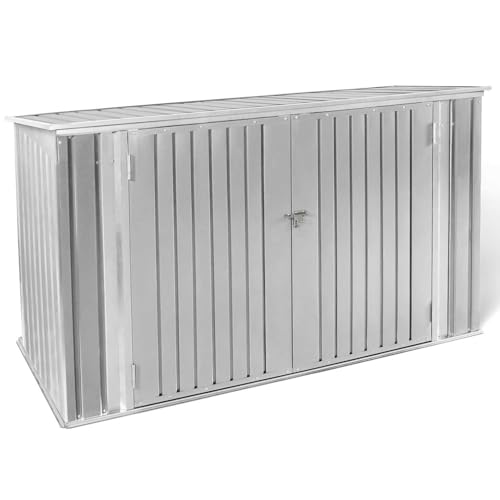 IDMarket – Caseta de jardín de metal gris claro con cerradura, multialmacenamiento, bicicletas, herramientas, contenedores