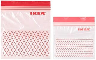 New Ikea ISTAD Red Plastic Freezer-safe Bag - 30 Bags (0.4 l, 15x15.5 cm) and 30 Bags (1 l, 18x21.5 cm) Total 60 Bags