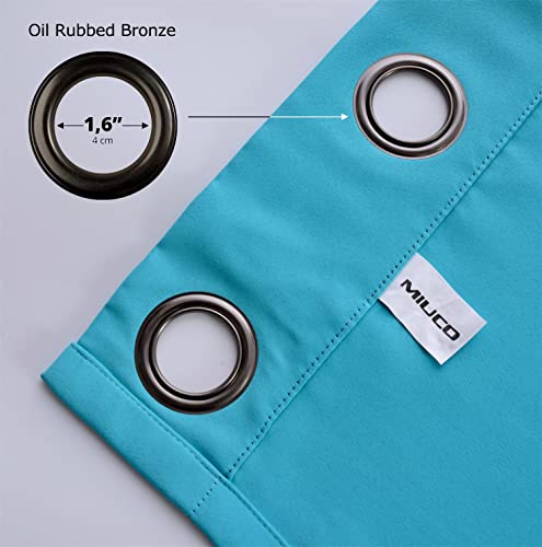 Miuco 1 Pair Thermal Insulated Grommet 52-Inch-By-63-Inch Blackout Window Curtain Panels With 2 Tie Backs, Turquoise #TOP6