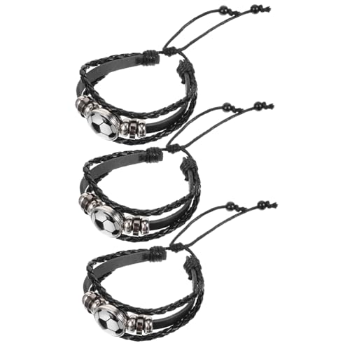 POPETPOP 3Pcs Football Charm Bracelet Soccer Sports Wristband Durable Beaded Bracelet for Fans present for Game Day Sports Lovers