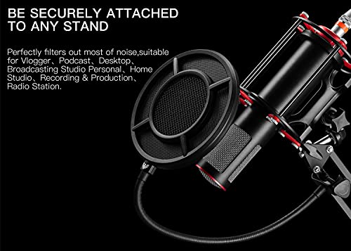 Mic Pop Filter, Professional Metallic Mic Pop Filter Mesh For Blue Yeti And Any Other Mic, Arisen Dual Layered Microphone Pop Filter, Mic Filter With A Flexible 360° Gooseneck Clip Stabilizing Arm #TOP5