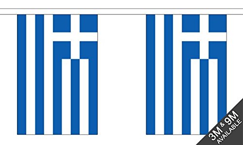 Flagtex Greece Fabric Bunting – 9m with 30 Flags – Indoor & Outdoor Decoration – String Flags Banners Greek Hellenic Southern Europe Mediterranean