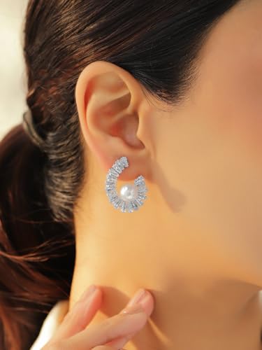 Image of Rubans Stud Earrings American Diamond Zirconia Stylish Jewellery Gift for Women & Girls