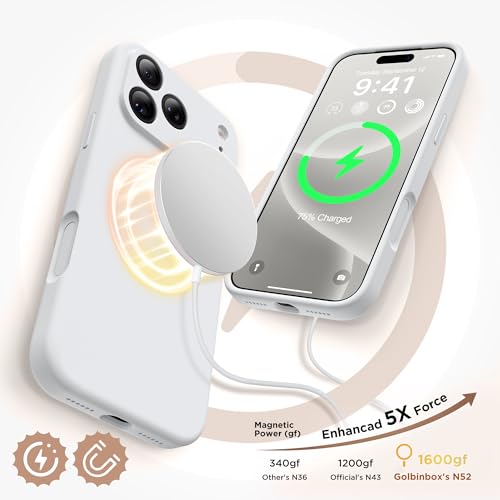 Image of GolbinBox Magnetic for iPhone 17 Pro Max Case, Silicone Cover, Light Gray