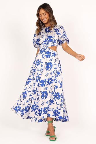 Petal & Pup Aminah Puff Sleeve Dress - Blue Floral L - Thumbnail 7