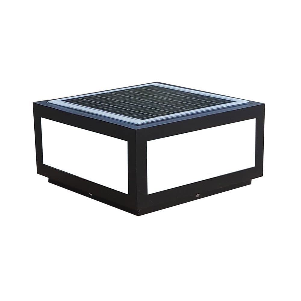 Energy Storage Square Outdoors Post Lanternd,IP54 Waterproof Black LED Pillar Light,Column Lights with Acrylic Solar Lampshade,Doorpost Lights for Lawns Courtyards and Porches