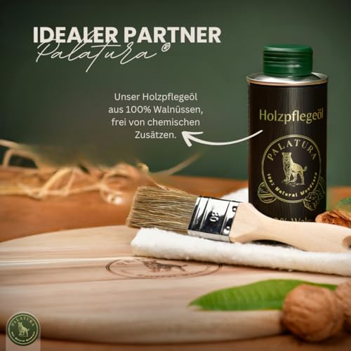 Palatura Holzpflege-Set, Öltuch aus Baumwolle, Schleifschwamm K220 und Pinsel, Profi-Set für Zuhause
