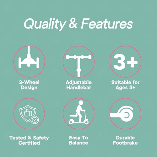 Dribbl 3-Wheel Kids Scooter - Lean-to-Steer Technology, Adjustable Height Handlebar, Wide Anti-Slip Deck, Scooter for Boys & Girls Ages 3+, Child Safety Approved, Support Riders Up to 165 lbs, Candy by Dribbl - Image 5
