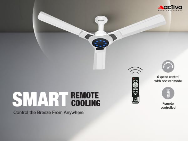 Image of ACTIVA Optima LED Premium series 1200 MM BLDC Motor Fan (28 WATT) 5 Star Rated With Noiseless | Remote | 3 Blades High Speed Motor Ceiling Fan 5 Years warranty (White)