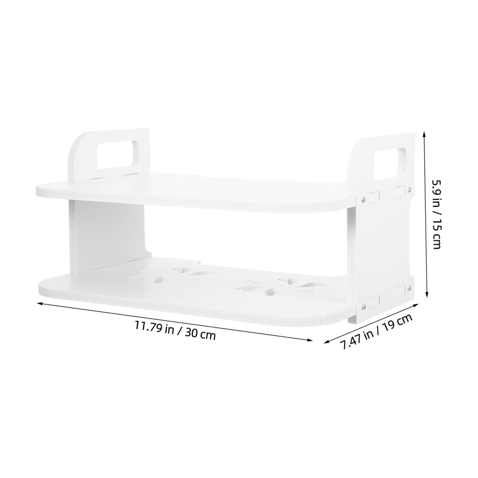 LALAFINA 1 Set Wall Mounted Router and Projector Holder No Drill Installation Two Hollow Design Storage Shelf for Routers and Media Devices Space Saving Wall Rack for Living Room
