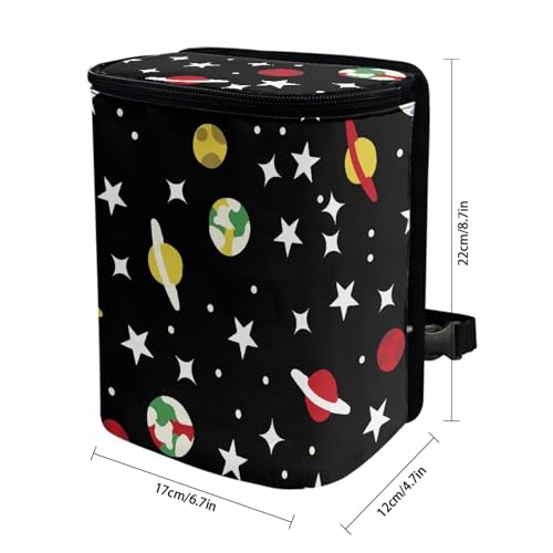 Image of Car Rubbish Storage Reusable Car Trash Can for SUVs Vans, Cars Trash Bag Bin Hanging Automotive Sedan Garbage Cans Leak Proof Vehicle Trash Can, Planet Star