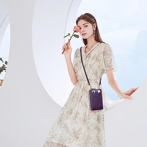Image of Peacocktion RFID Crossbody Wallet Purse for Women Small Travel Cell Phone Purses Trendy Vegan Leather Bags with Card Slots