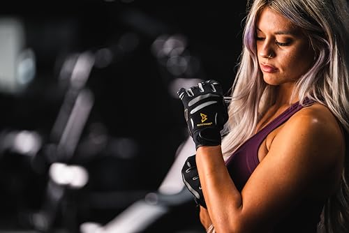 Bionic The Official Glove of Marshawn Lynch Gloves Beast Mode Women's Full Finger Fitness/Lifting Gloves w/Natural Fit Technology, Black (Pair)… (Medium) - Thumbnail 4