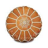 ARTOUARZAZATE Premium Moroccan Leather Ottoman Pouf Cover, Ottoman Footstool Hassock 100% Real Natural Leather pouffe, Home Gifts, Wedding Gifts, Foot Stool (Brown)