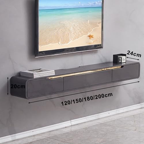 Meuble TV flottant pour console multimédia murale et grand banc de rangement - 3