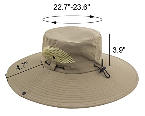 Muryobao Mens Sun Hat Summer Outdoor Upf50+ Uv Protection Waterproof Wide Brim Bucket Hats Foldable Boonie Cap For Fishing Hiking Garden Beach Safari Beige #TOP3
