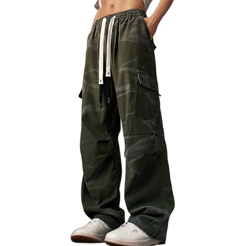 Pantalones cargo holgados para hombre con cordón ajustable
