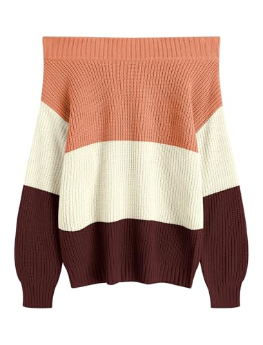 Image of ZAFUL Sweaters for Women Off Shoulder Knit Sweater with Long Sleeve Loose Pullover Jumper Tops