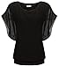 POSESHE Women's Loose Casual Short Sleeve Chiffon Top T-shirt Blouse (L, Black)