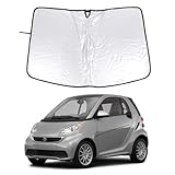 Windshield Sunshade for Benz Smart fortwo forfour 453 451 450 2009-2015 Front Window Sun Shade Foldable Reflective Sun Visor Custom Sunscreen UV Blocker Privacy Protector HeatShield (White1)