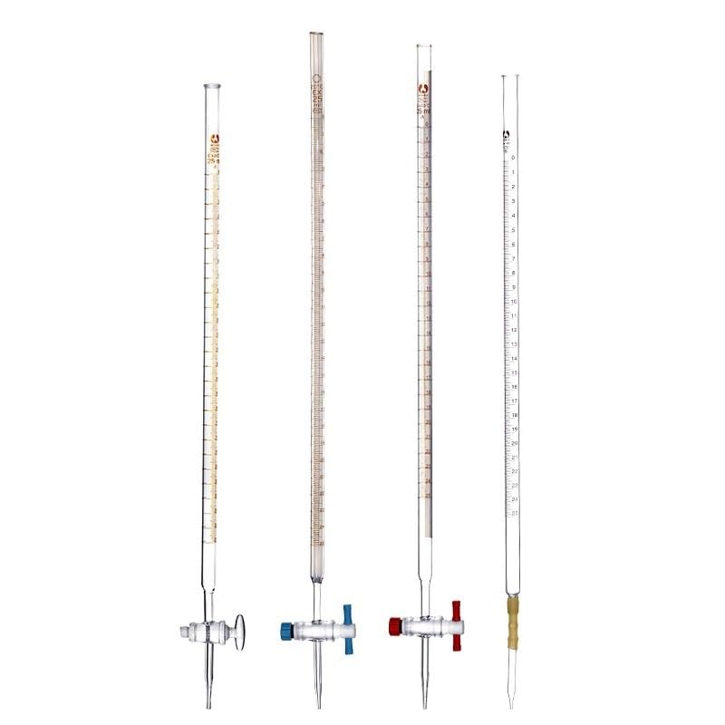100mL Bürette, Klasse A Genauigkeit, mit abnehmbarem Gummischlauch und Klemme, Borosilicatglas(White alkali 50ml)
