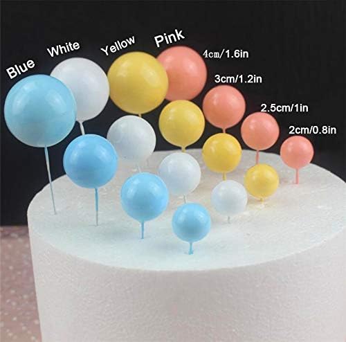 Morofme Colorful Ball Shaped Cake Insert Topper 16PCS, Pearl Ball Cake Cupcake Toppers, Ball Cake Picks, Colorful Cake Decoration for Girl Kids Women Birthday Baby Shower Wedding Anniversary Party