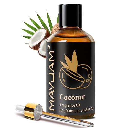 MAYJAM Aceite de Coco 100ml, Aceite De Fragancia De Coco Premium para Difusor de Aceites Esenciales, Aromaterapia, Cuidado del Cabello