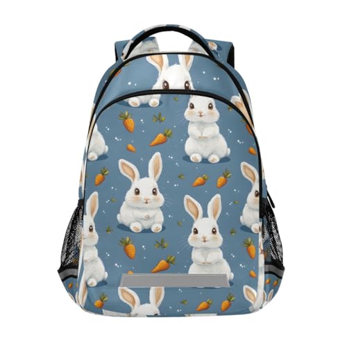 ISAOA Bunnies - Mochila escolar con patrón de zanahoria naranja para niños y niñas, mochila para laptop, mochila universitaria, viajes, mochila casual con tira reflectante, Patrón de zanahoria naranja