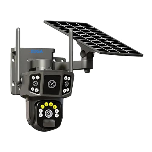 Image of XUGA - Cybernautt X12S 8MP 3 View PTZ Solar 4G Sim Wireless Outdoor CCTV Camera with Three Side View | 360 | Motion Detection| Siren Alarm| Outdoor | 2 Way Audio | 128GB | Use Air-tel 4G Sim