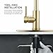 WEWE Gold Kitchen Faucet with Pull Down Sprayer, Single Handle Brushed Gold Kitchen Sink Faucets Stainless Steel Brass Copper Commercial RV 1 or 3 Hole, Champagne Bronze
